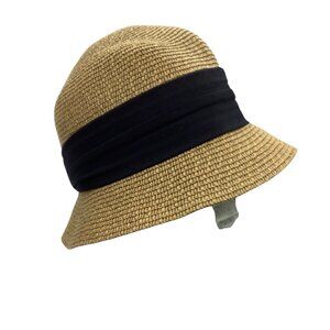 Women Cloche Hat Band Accent Paper Blend Cotton Sun One Size
